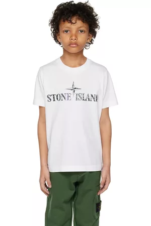 Stone Island Kids White Printed T-Shirt