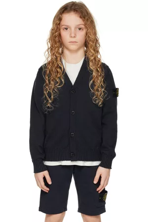 Stone Island Kids Navy Patch Cardigan