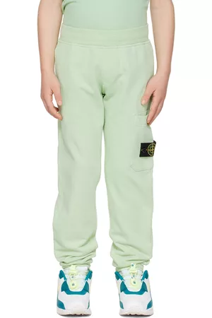 Stone Island Pants - Kids Green Garment-Dyed Lounge Pants