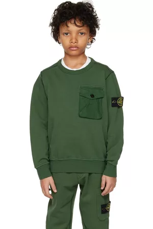 Stone Island Sweatshirts - Kids Green Pocket Sweatshirt