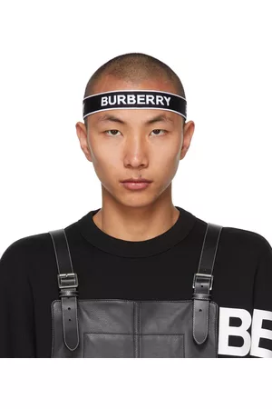 Burberry Men Accessories - & White Jacquard Logo Headband