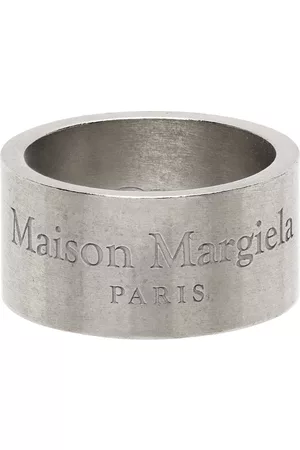 Maison Margiela Men Rings - Silver Wide Logo Ring