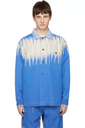 Henrik Vibskov Transfered graphic-print crepe shirt - Blue