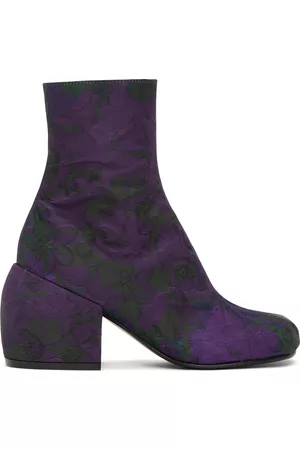 DRIES VAN NOTEN Purple Floral Zip Boots