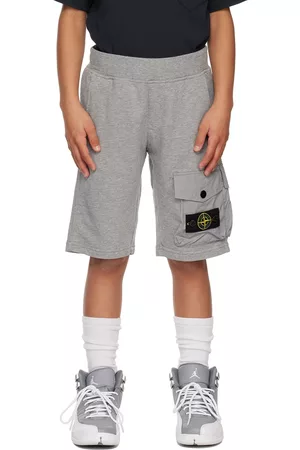 Stone Island Kids Gray Cargo Shorts