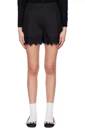 Simone Rocha Women Shorts - Black Embroidered Shorts