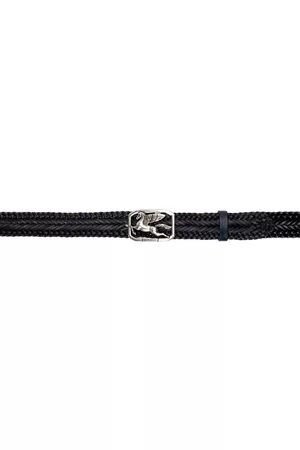 Etro Men Belts - Black Woven Pegaso Belt