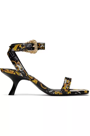 VERSACE Black & Gold Fiona Heeled Sandals