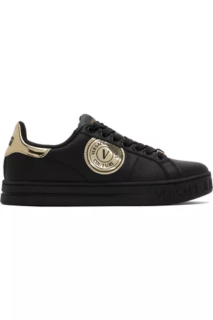 VERSACE Black Court 88 V-Emblem Sneakers