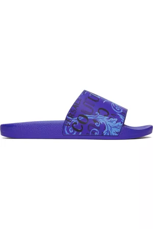 VERSACE Blue Logo Couture Slides