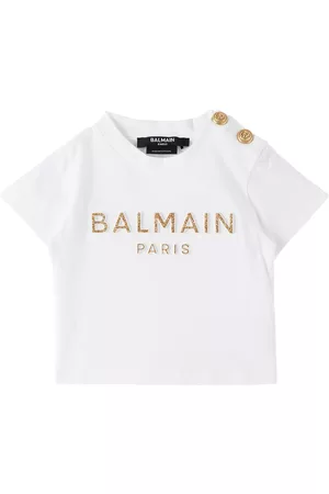 Balmain T-shirts - Baby White Glittered T-Shirt