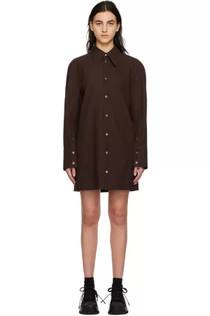 WOOYOUNGMI Women Casual Dresses - Brown Shirt Minidress