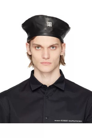 MISBHV Black Faux-Leather Monogram Beret