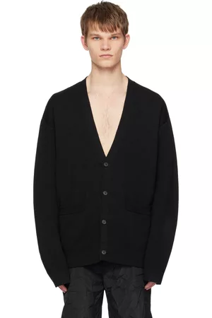 Balenciaga Men Sweatshirts - Black All-Over Cardigan