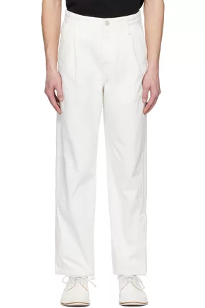 Solid Men Stretch Jeans - White Semi-Wide Jeans