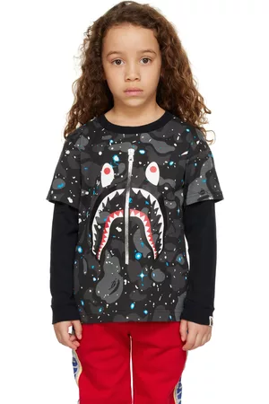 BAPE Kids Space Camo Shark Long Sleeve T-Shirt