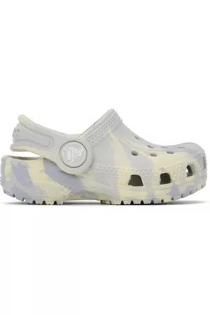 Crocs Baby Blue & Off-White Classic Marbled Clogs