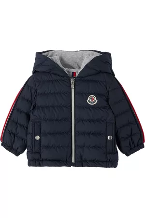 Moncler Baby Navy Stripe Down Jacket
