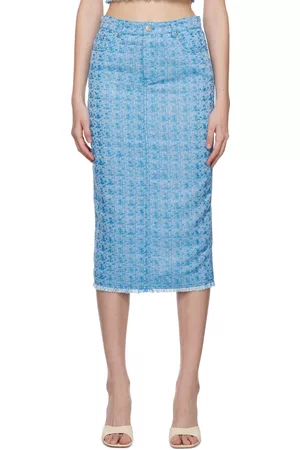Staud Blue Guinevere Midi Skirt