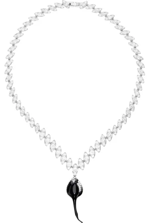 OTTOLINGER Silver & Black Crystal Dip Necklace