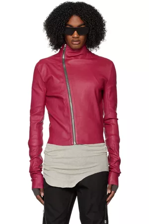 Rick Owens Burgundy Gary Leather Jacket