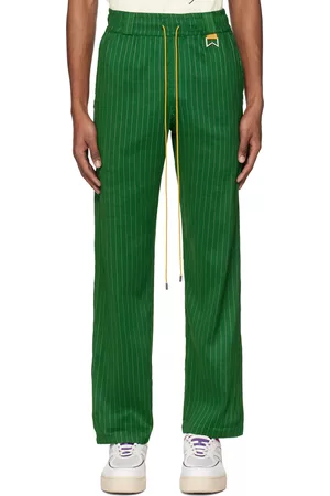 Rhude Men Twill pants - Green Pinstripe Trousers