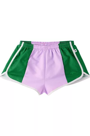 Maed for mini Kids Purple & Green Circus Collie Swim Shorts