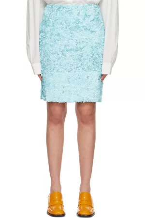 DRIES VAN NOTEN Blue Sequin Miniskirt