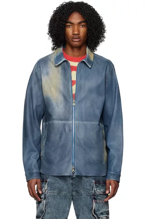 Diesel Blue L-Clime Leather Jacket
