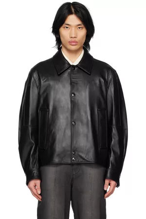 Solid Black Short Leather Jacket