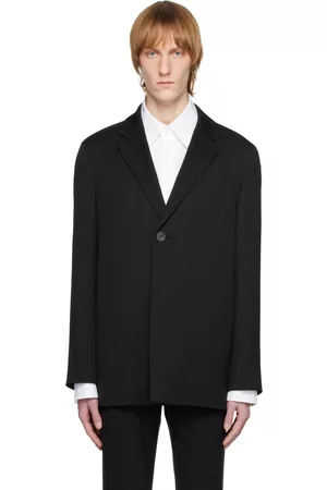 Solid Men Blazers - Black Two-Button Blazer