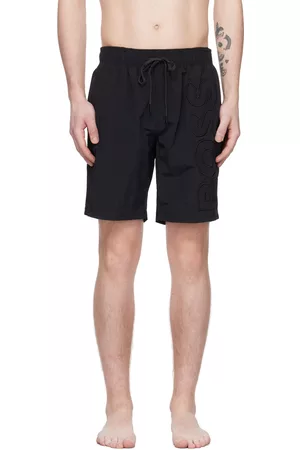 HUGO BOSS Black Embroidered Swim Shorts