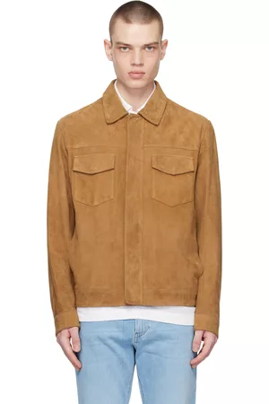 HUGO BOSS Brown Flap Pocket Leather Jacket