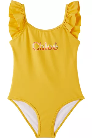 Chloé Kids Yellow Printed One-Piece Swimsuit