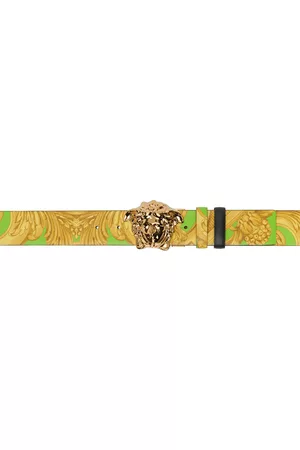 VERSACE Black & Gold Barocco Reversible Belt