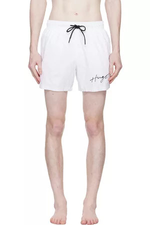 HUGO BOSS White Handwritten Swim Shorts