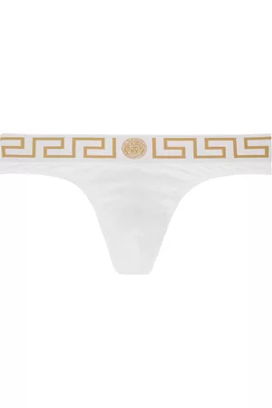 VERSACE White Greca Border Thongs