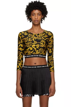 VERSACE Black & Gold Sketch Couture Long Sleeve T-Shirt