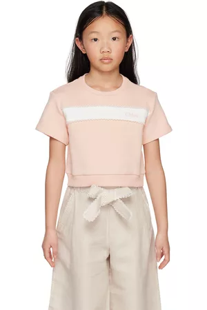 Chloé Kids Pink Lace Trim T-Shirt