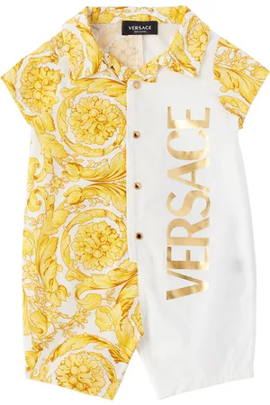 VERSACE Baby White & Yellow Barocco Bodysuit