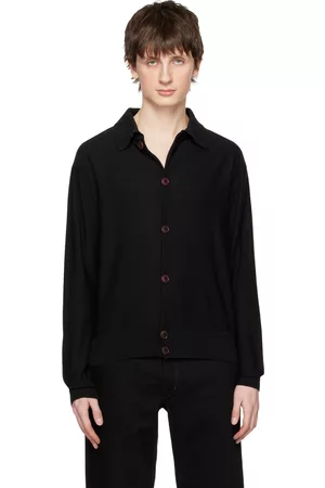 LEMAIRE Black Convertible Collar Cardigan