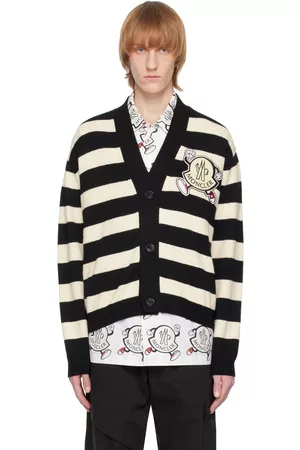 Moncler Black & White Striped Cardigan