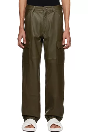 Altu Men Cargo Pants - Khaki Cargo Pocket Leather Pants
