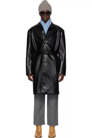 Acne Studios Black Belted Faux-Leather Coat