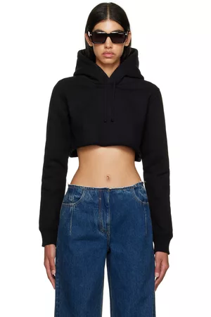 Givenchy Women Hoodies - Black Cropped Hoodie