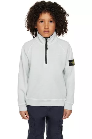 Stone Island Kids Gray Half-Zip Sweatshirt