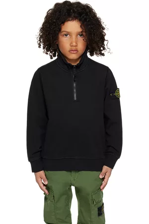 Stone Island Sweatshirts - Kids Black Half-Zip Sweatshirt