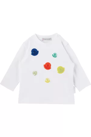 Moncler Long Sleeved T-Shirts - Baby White Patches Long Sleeve T-Shirt