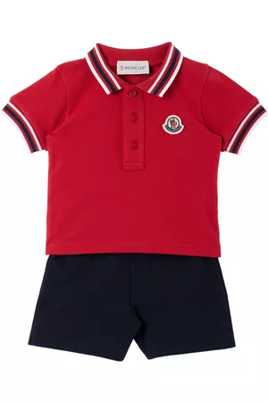 Moncler Baby Red & Navy Polo & Shorts Set