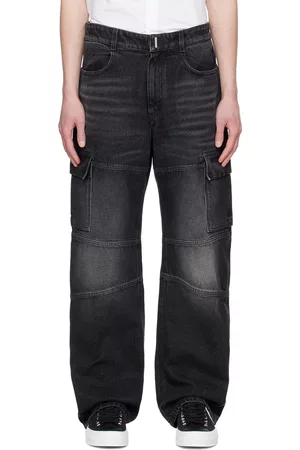 Givenchy Black Embroidered Denim Cargo Pants